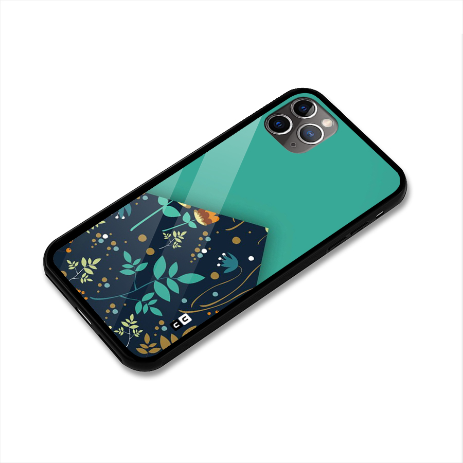 Floral Corner Glass Back Case for iPhone 11 Pro Max