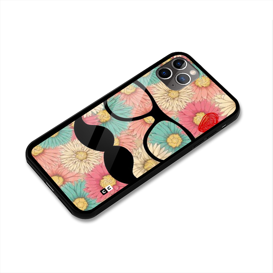 Floral Moustache Glass Back Case for iPhone 11 Pro Max