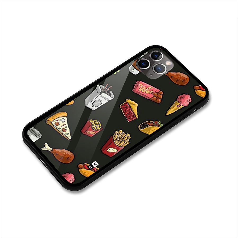 Foodie Pattern Glass Back Case for iPhone 11 Pro Max