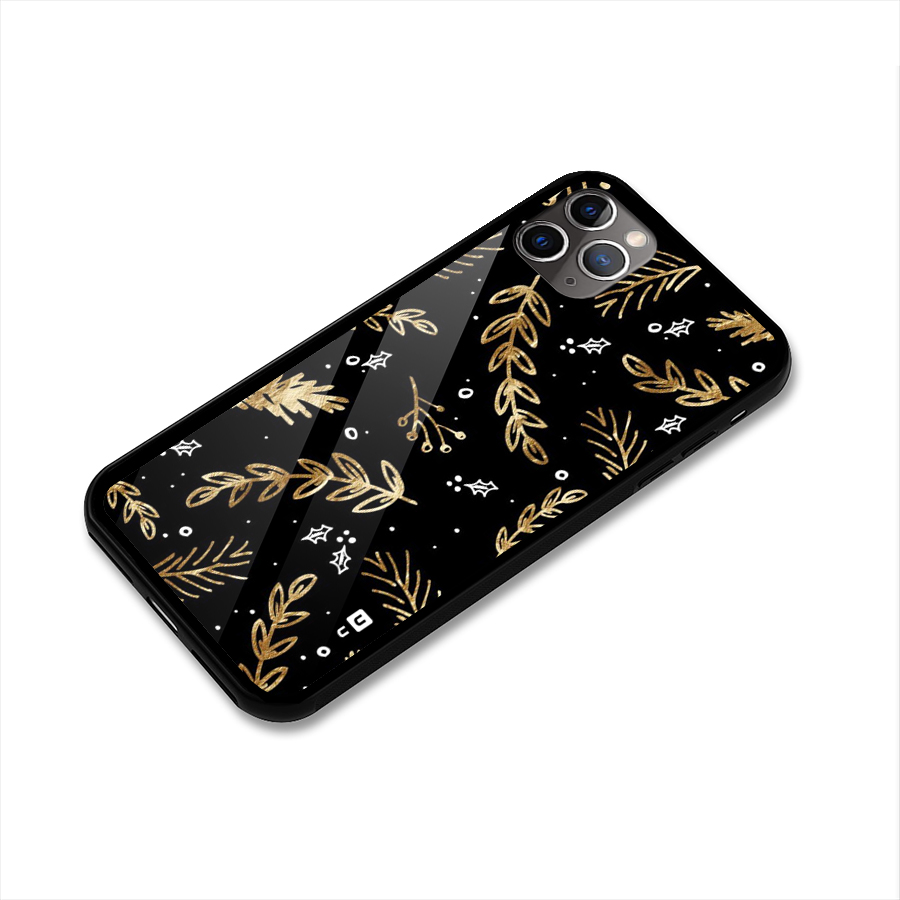 Gold Palm Leaves Glass Back Case for iPhone 11 Pro Max