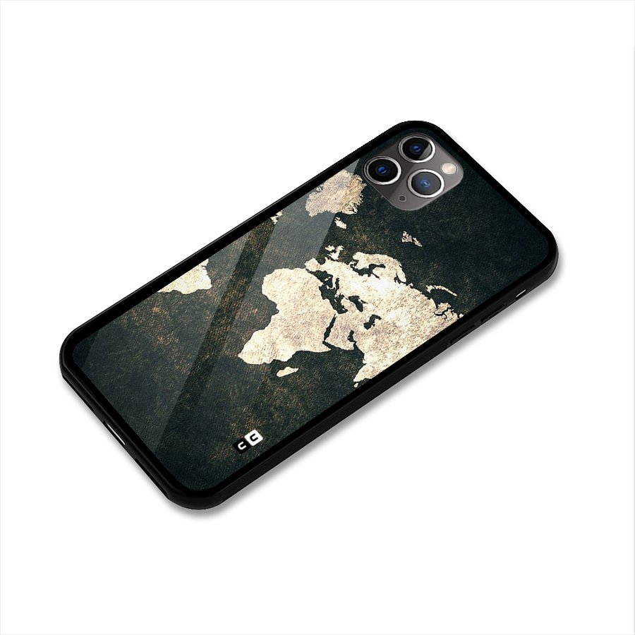 Green Gold Map Design Glass Back Case for iPhone 11 Pro Max
