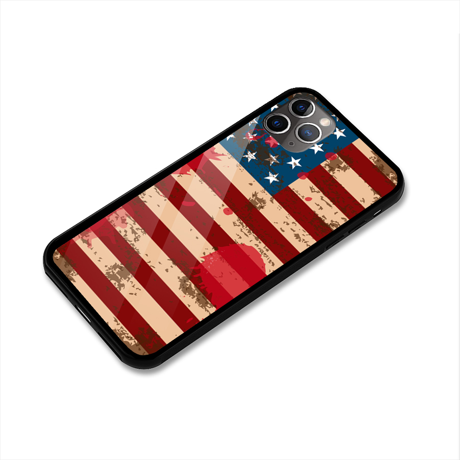 Grunge USA Flag Glass Back Case for iPhone 11 Pro Max