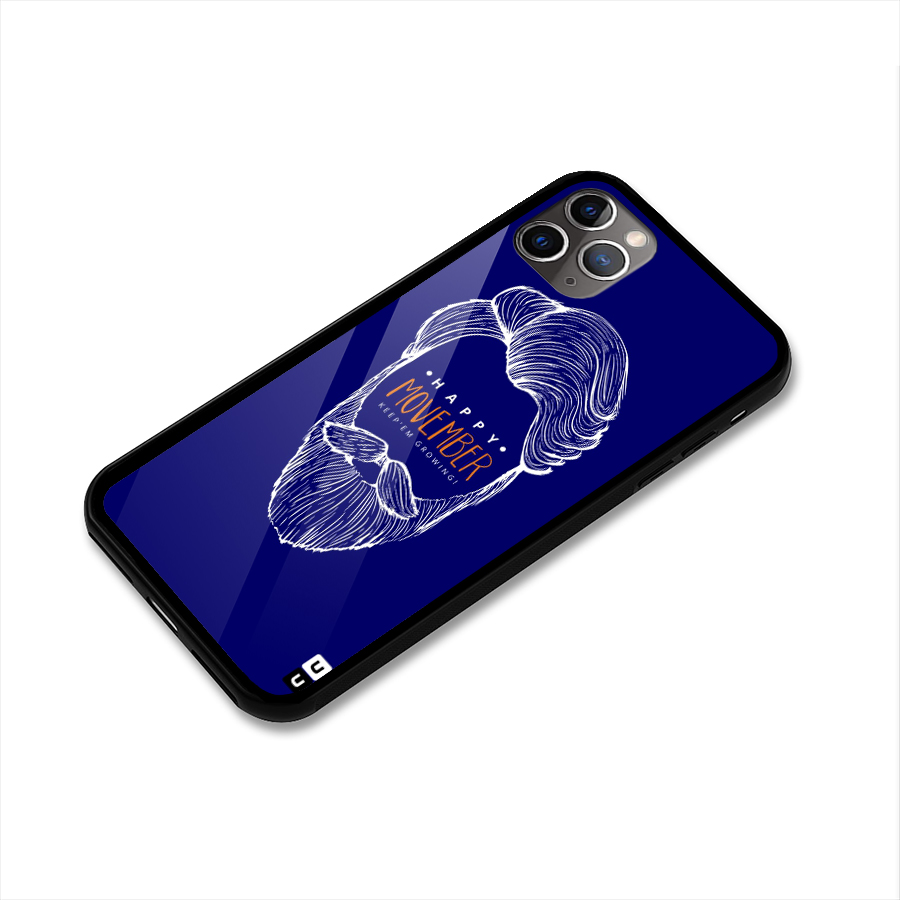 Happy Movember Blue Glass Back Case for iPhone 11 Pro Max