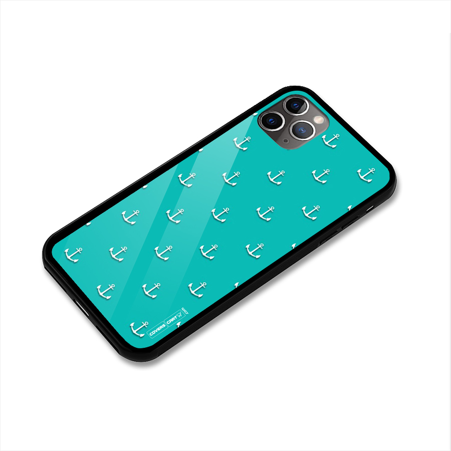 Light Blue Anchor Glass Back Case for iPhone 11 Pro Max