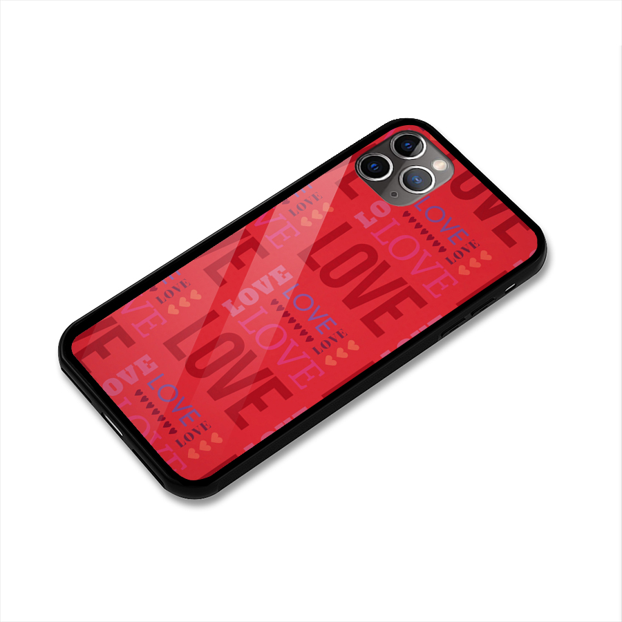 Love Pattern Glass Back Case for iPhone 11 Pro Max