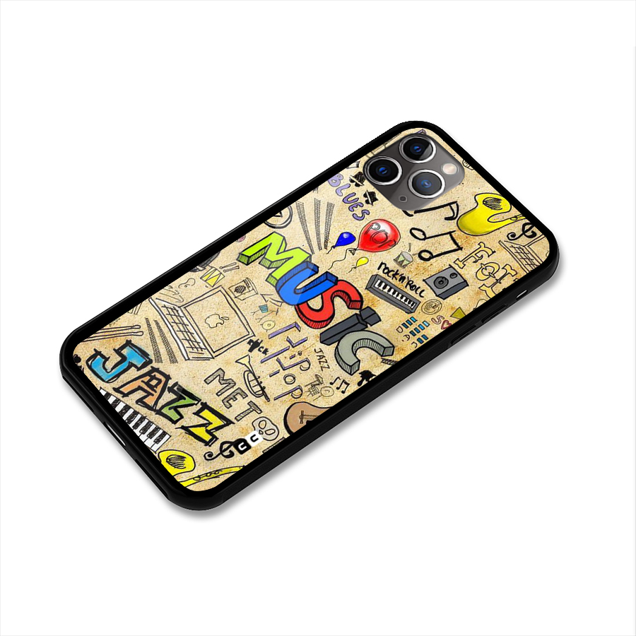 Music Pattern Glass Back Case for iPhone 11 Pro Max