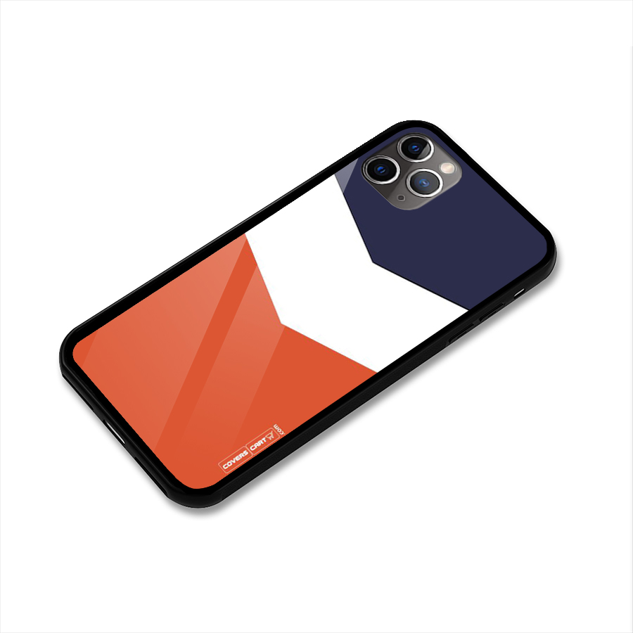 Navy Blue White Orange Arrow Glass Back Case for iPhone 11 Pro Max