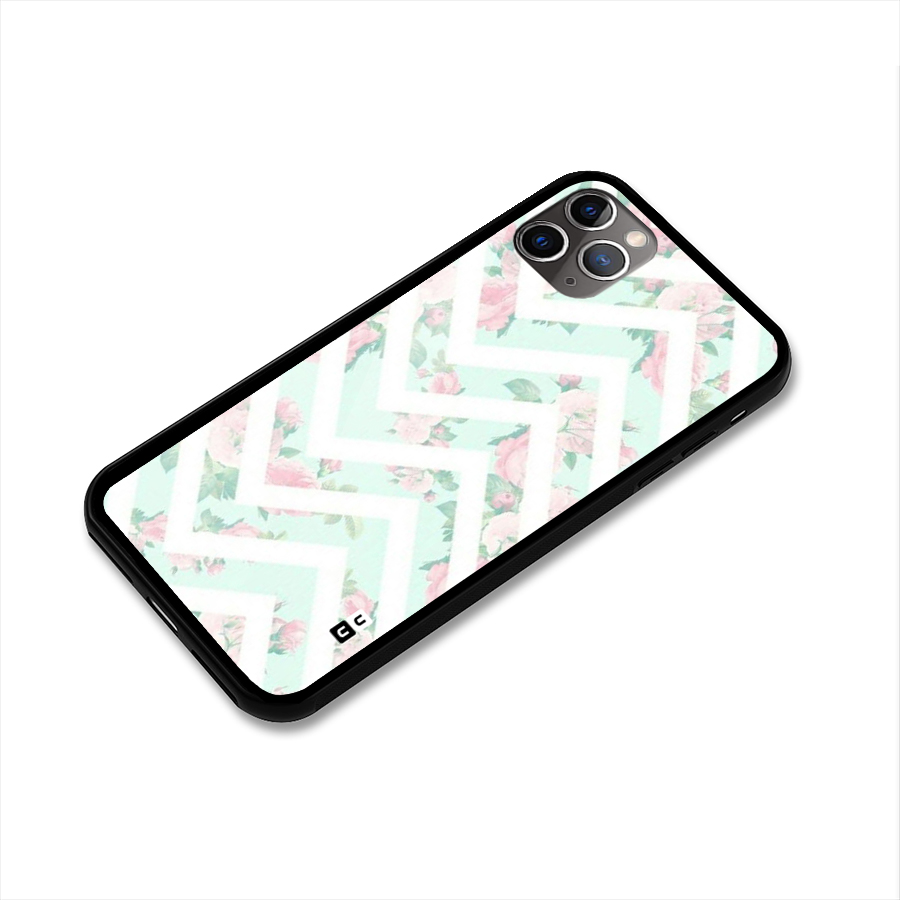 Pastel Floral Zig Zag Glass Back Case for iPhone 11 Pro Max