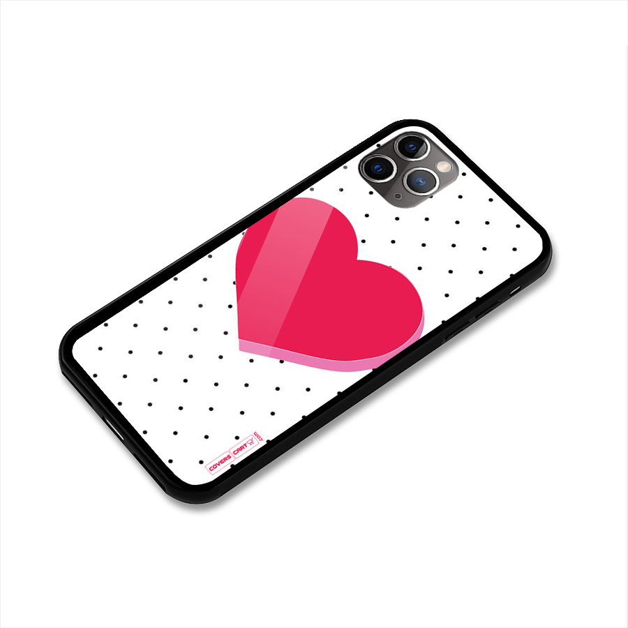 Pink Polka Heart Glass Back Case for iPhone 11 Pro Max