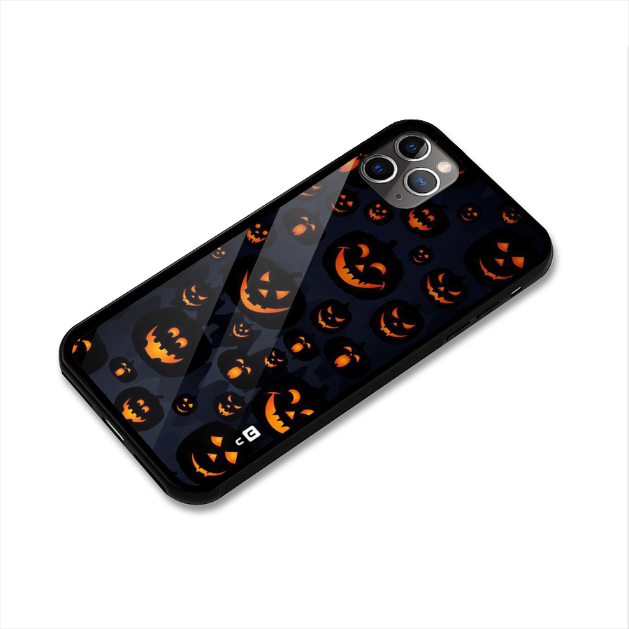 Pumpkin Smile Pattern Glass Back Case for iPhone 11 Pro Max