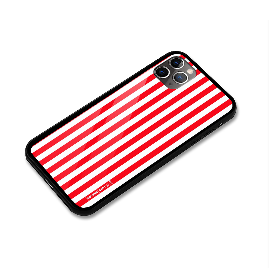 Red And White Straight Stripes Glass Back Case for iPhone 11 Pro Max