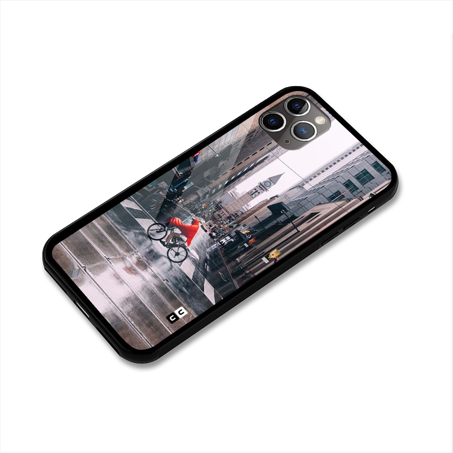 Red Bicycle Street Glass Back Case for iPhone 11 Pro Max