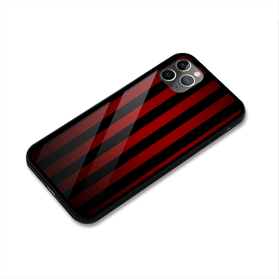 Red Black Stripes Glass Back Case for iPhone 11 Pro Max