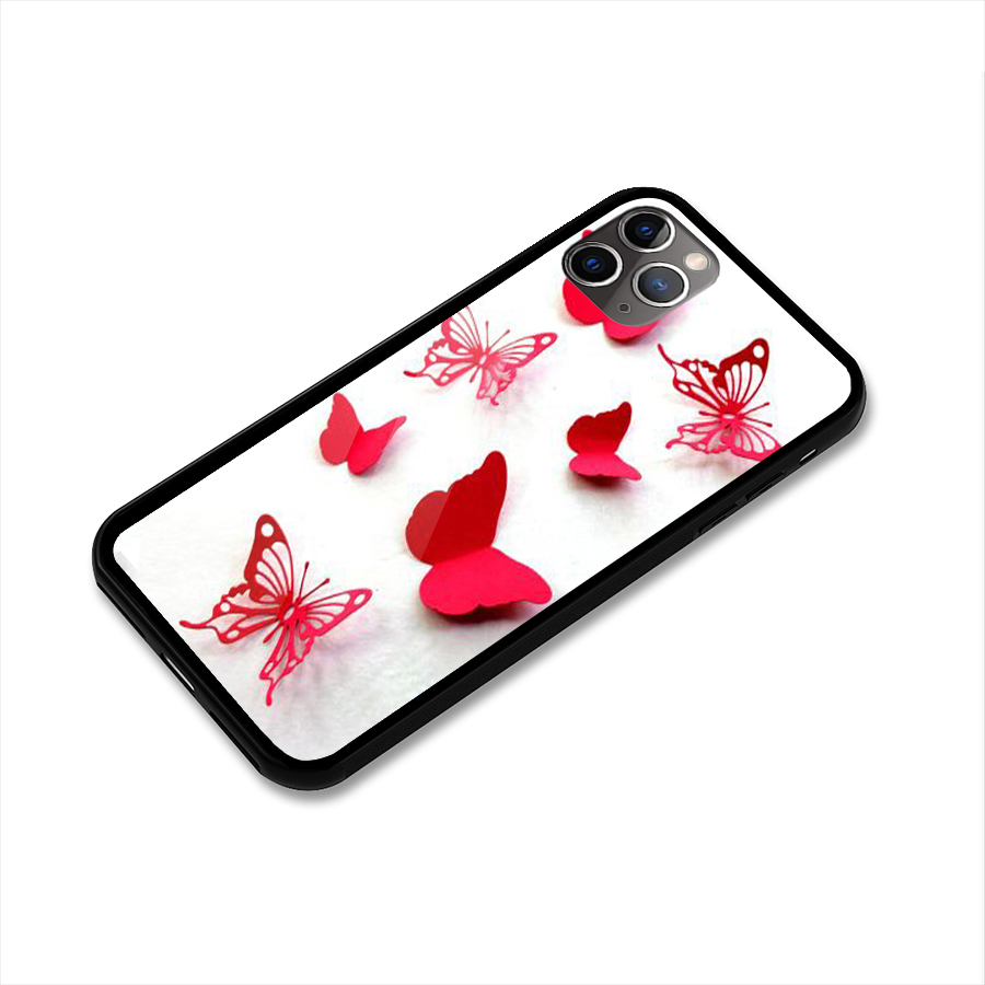 Red Butterflies Glass Back Case for iPhone 11 Pro Max