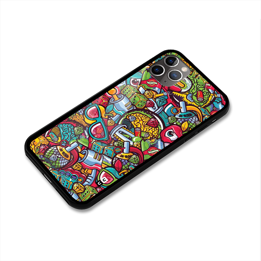 Retro Diamond Design Glass Back Case for iPhone 11 Pro Max
