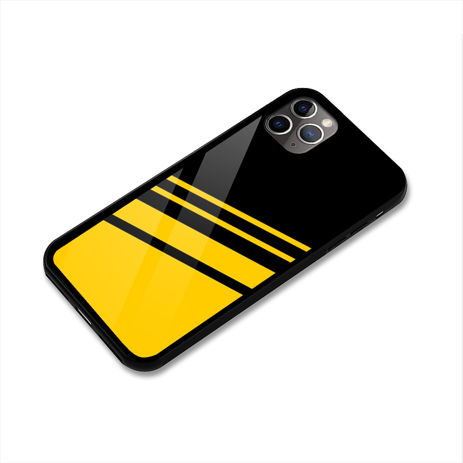 Slant Yellow Stripes Glass Back Case for iPhone 11 Pro Max
