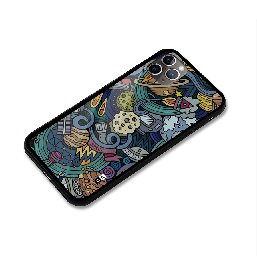 Space Pattern Blue Glass Back Case for iPhone 11 Pro Max