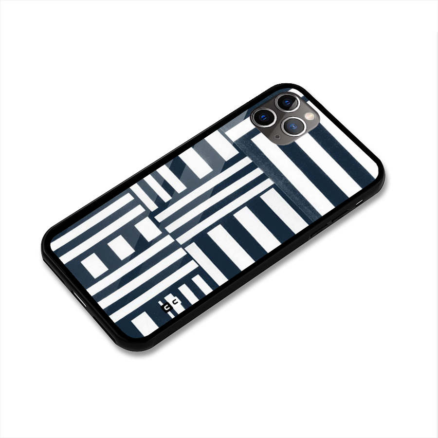 Square  Stripes Glass Back Case for iPhone 11 Pro Max