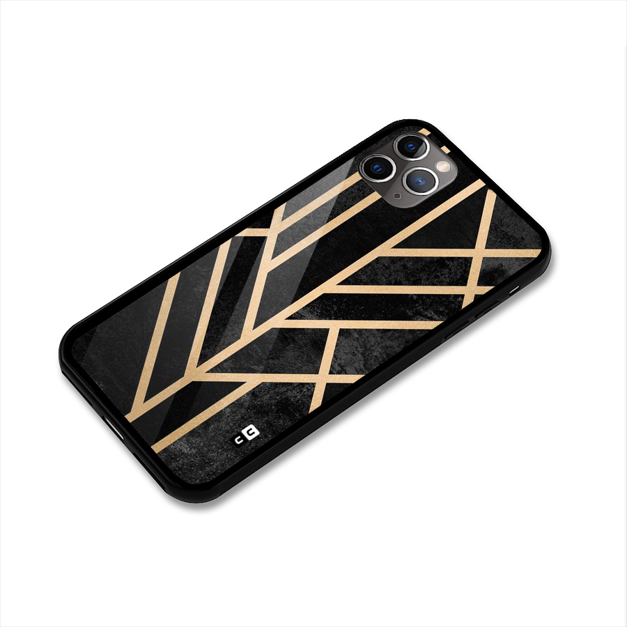 Tri Lines Gold Glass Back Case for iPhone 11 Pro Max