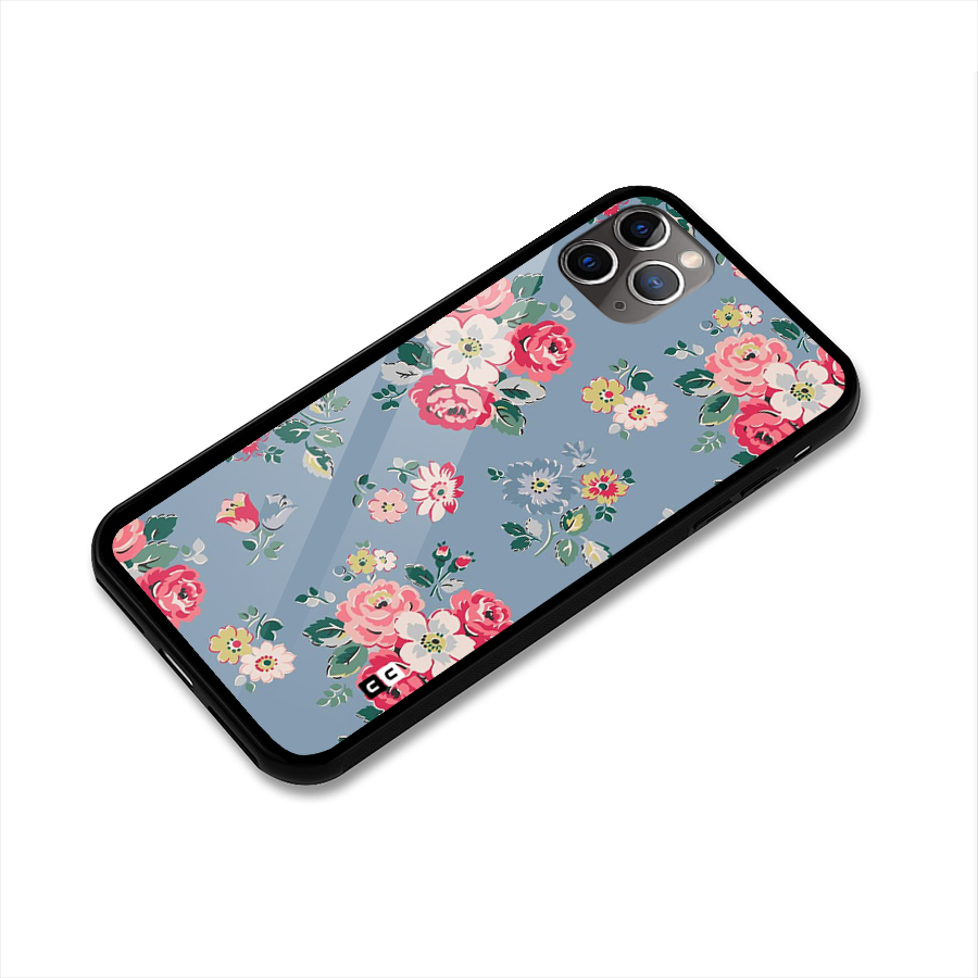 Vintage Flower Pattern Glass Back Case for iPhone 11 Pro Max