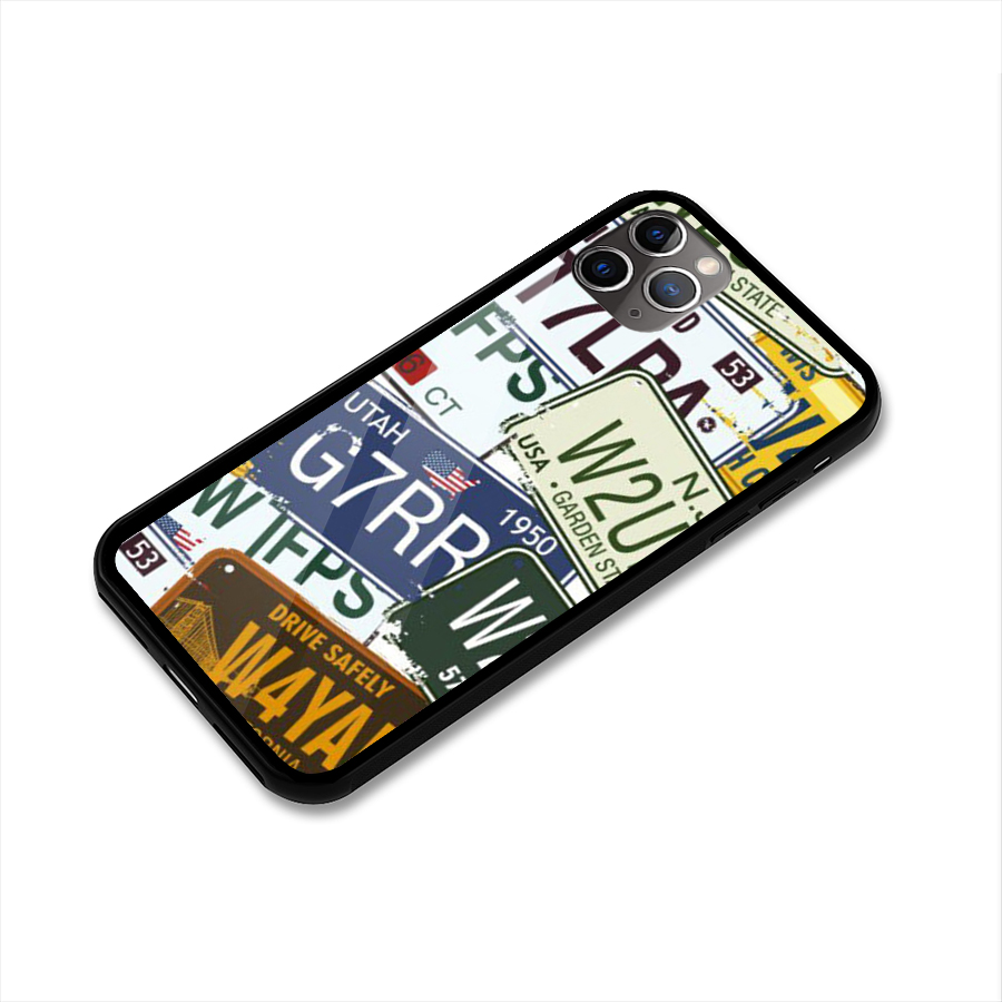 Vintage License Plates Glass Back Case for iPhone 11 Pro Max