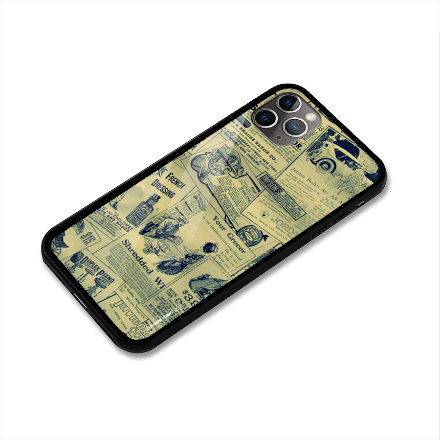 Vintage Newspaper Cutouts Glass Back Case for iPhone 11 Pro Max