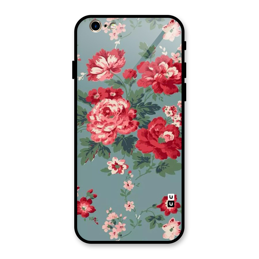 Aesthetic Floral Red Glass Back Case for iPhone 6 6S