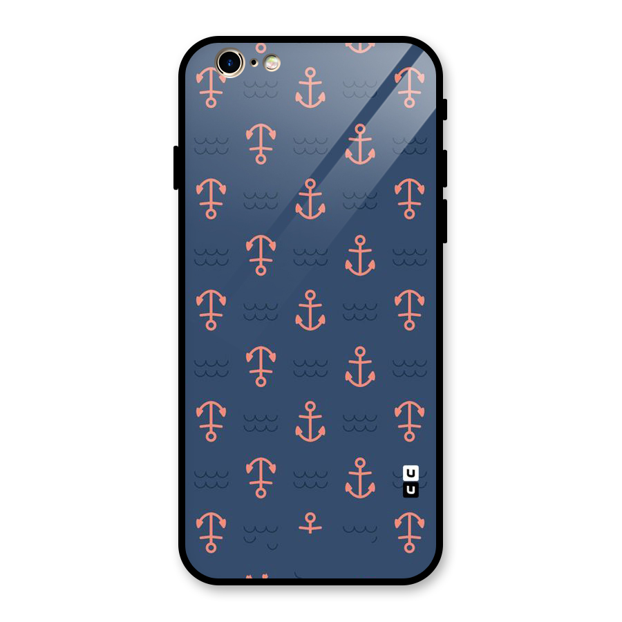 Anchor Sea Blue Glass Back Case for iPhone 6 6S