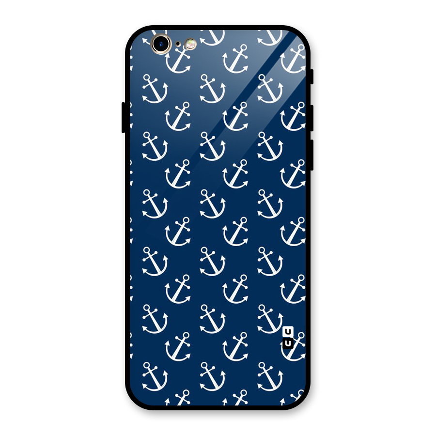 Anchor Zig Pattern Glass Back Case for iPhone 6 6S