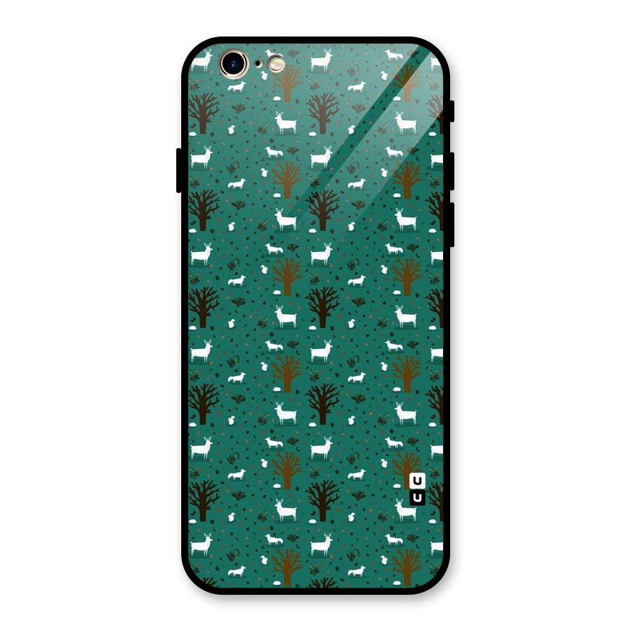 Animal Grass Pattern Glass Back Case for iPhone 6 6S