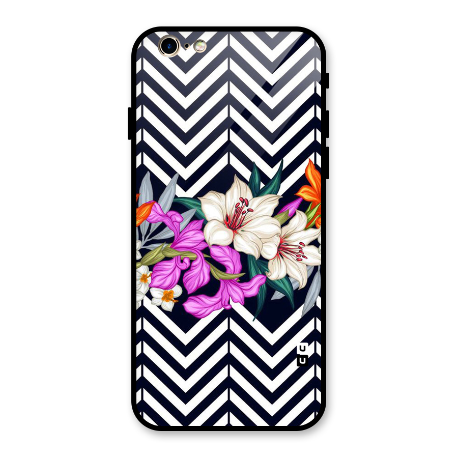 Artsy ZigZag Floral Glass Back Case for iPhone 6 6S