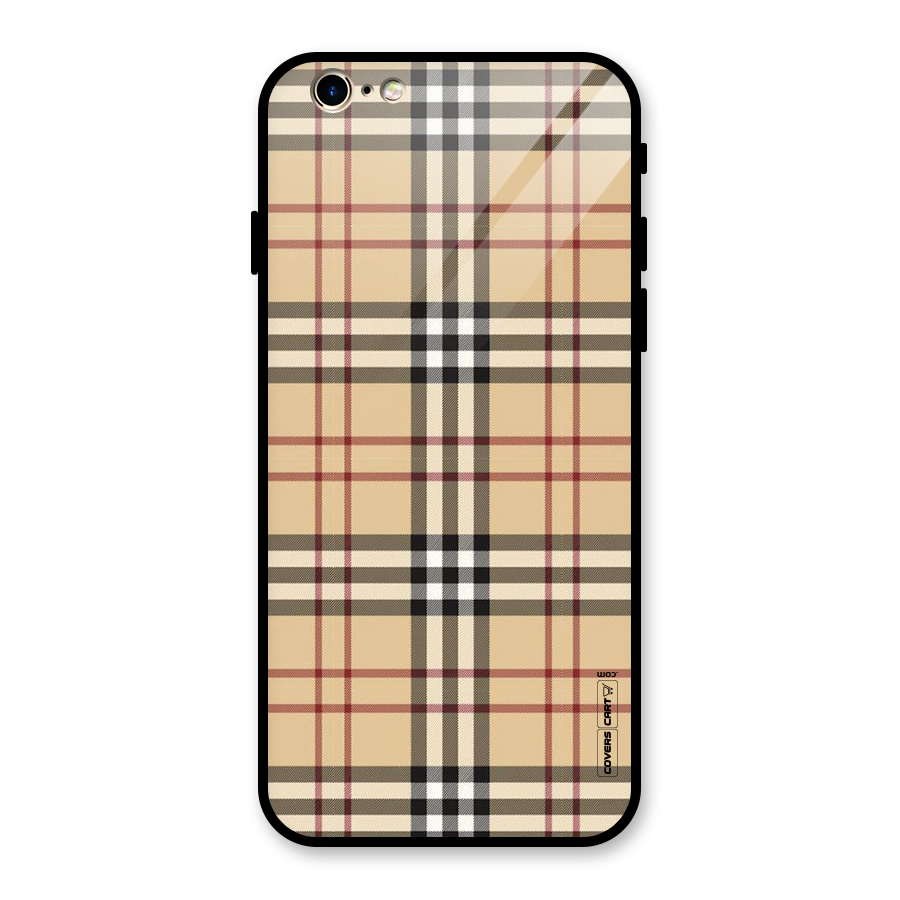 Beige Check Glass Back Case for iPhone 6 6S