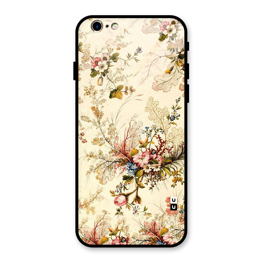 Beige Floral Glass Back Case for iPhone 6 6S