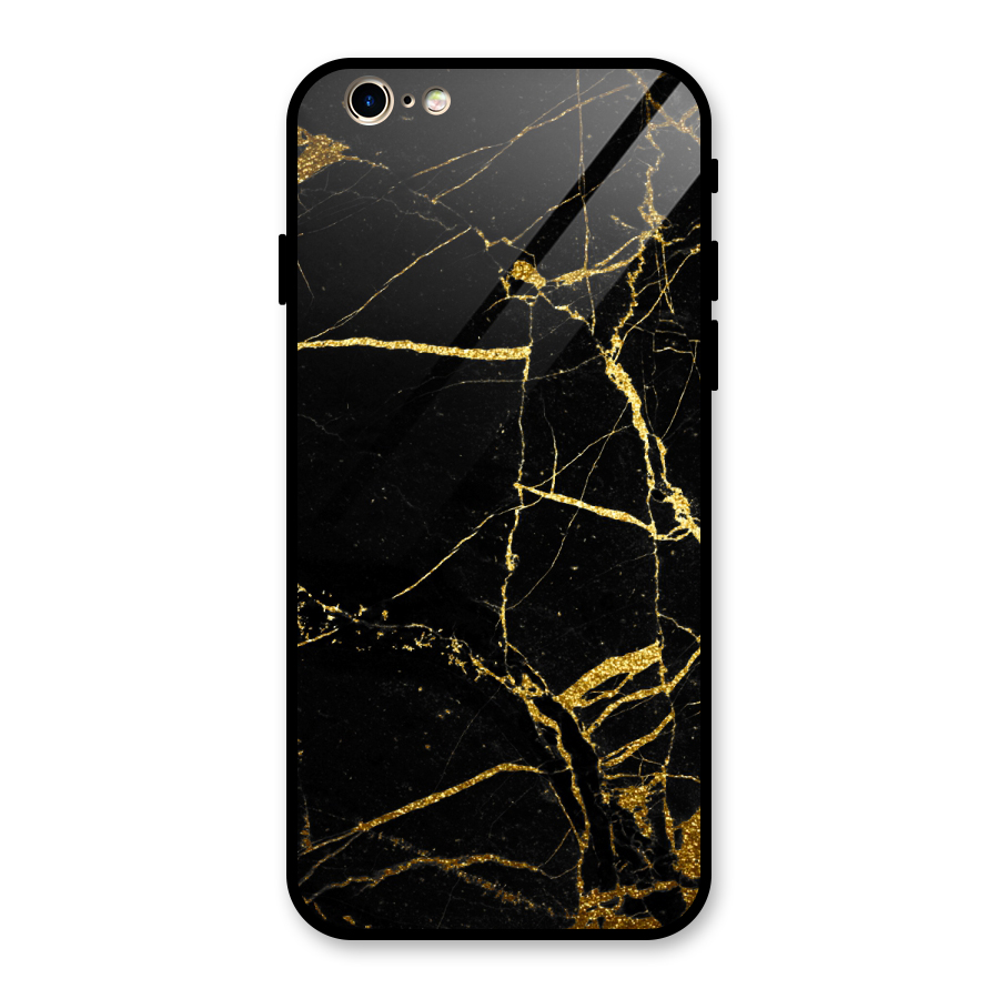 Black And Gold Design Glass Back Case for iPhone 6 6S