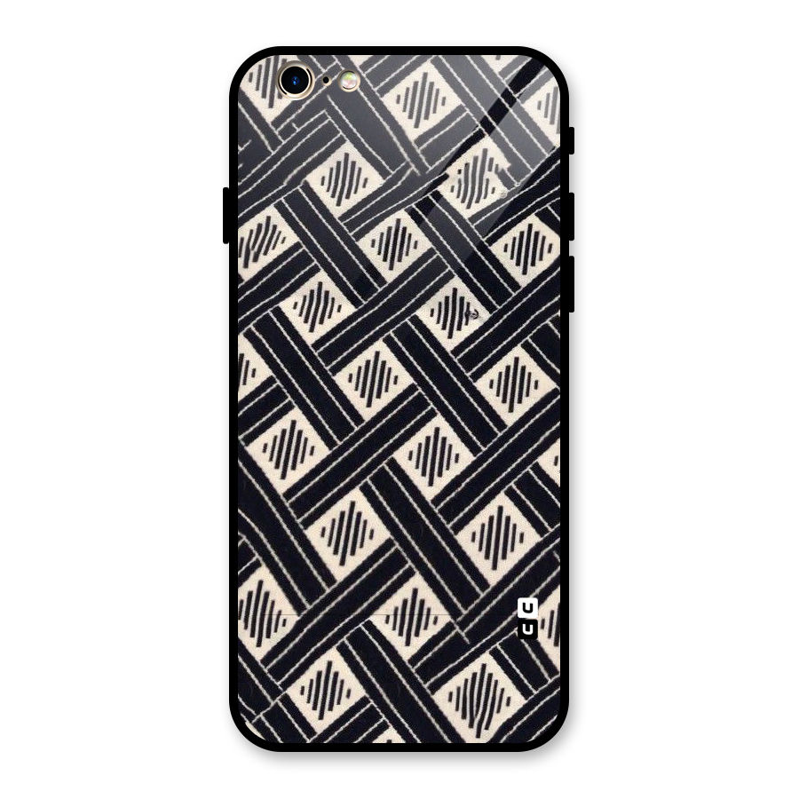 Black Beige Criscros Glass Back Case for iPhone 6 6S