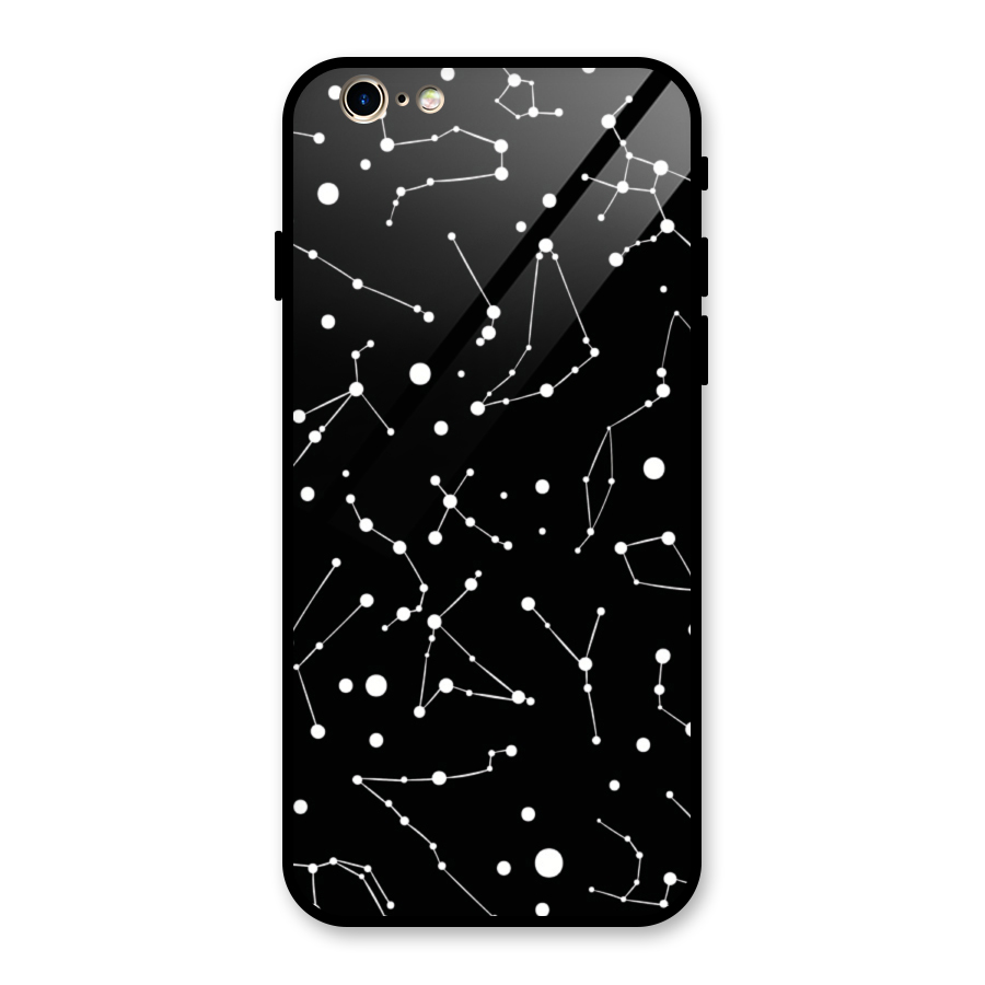 Black Constellation Pattern Glass Back Case for iPhone 6 6S