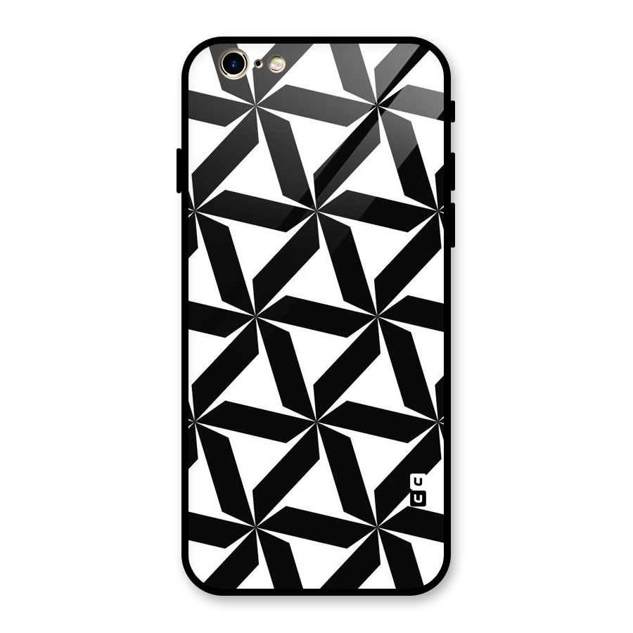 Black White Fan Design Glass Back Case for iPhone 6 6S
