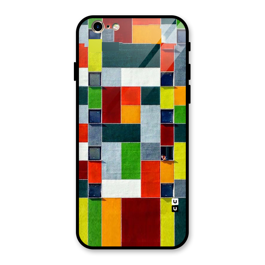Block Color Design Glass Back Case for iPhone 6 6S