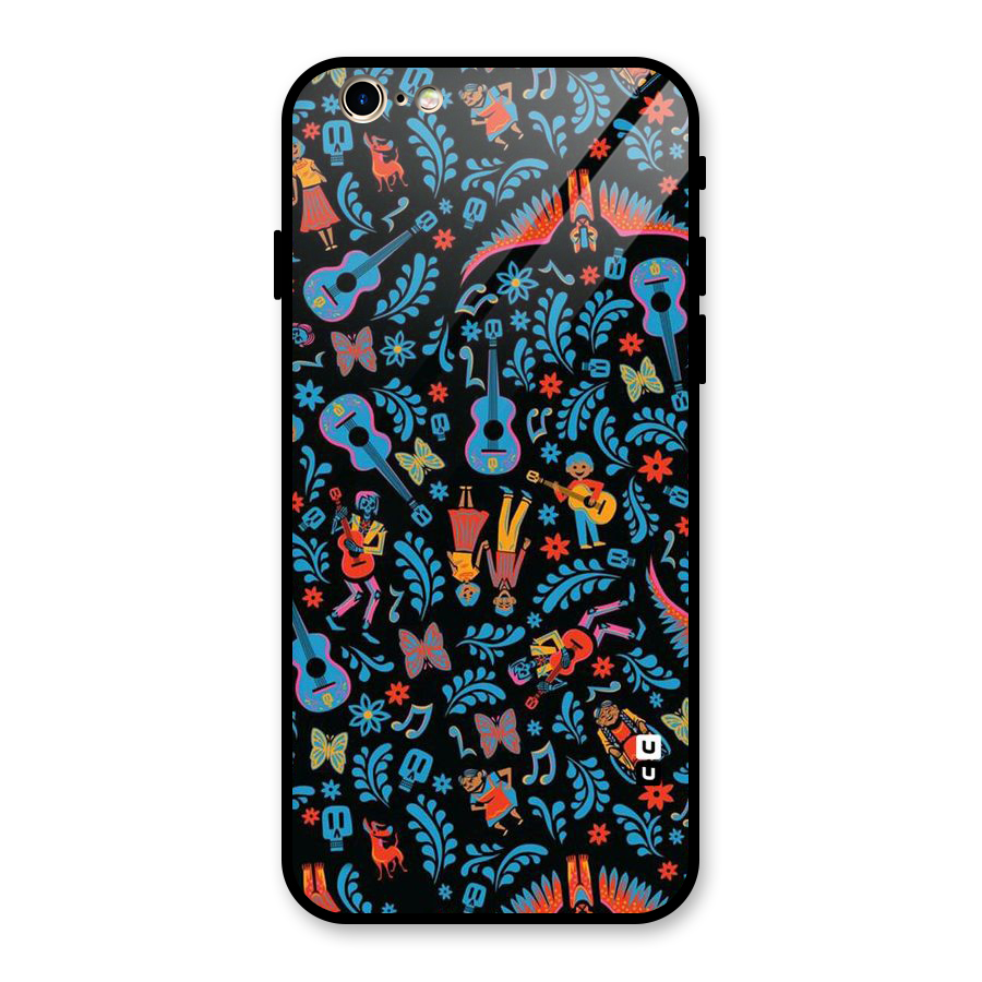 Blue Guitar Pattern Glass Back Case for iPhone 6 6S