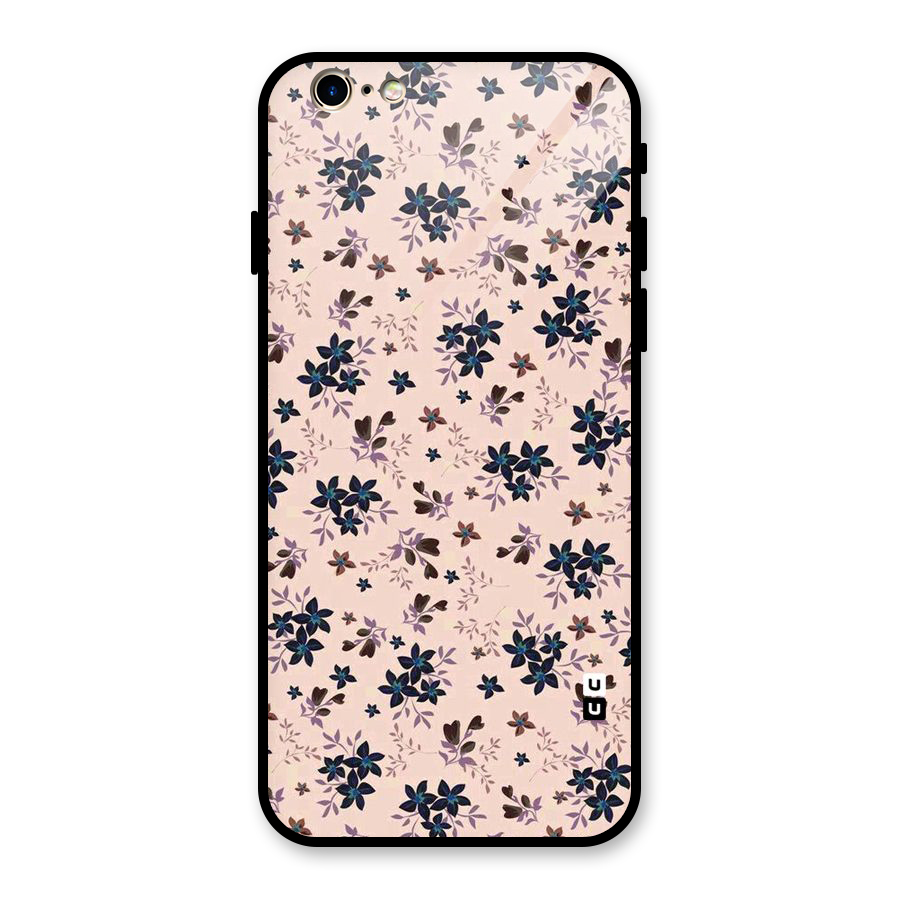 Blue Peach Floral Glass Back Case for iPhone 6 6S