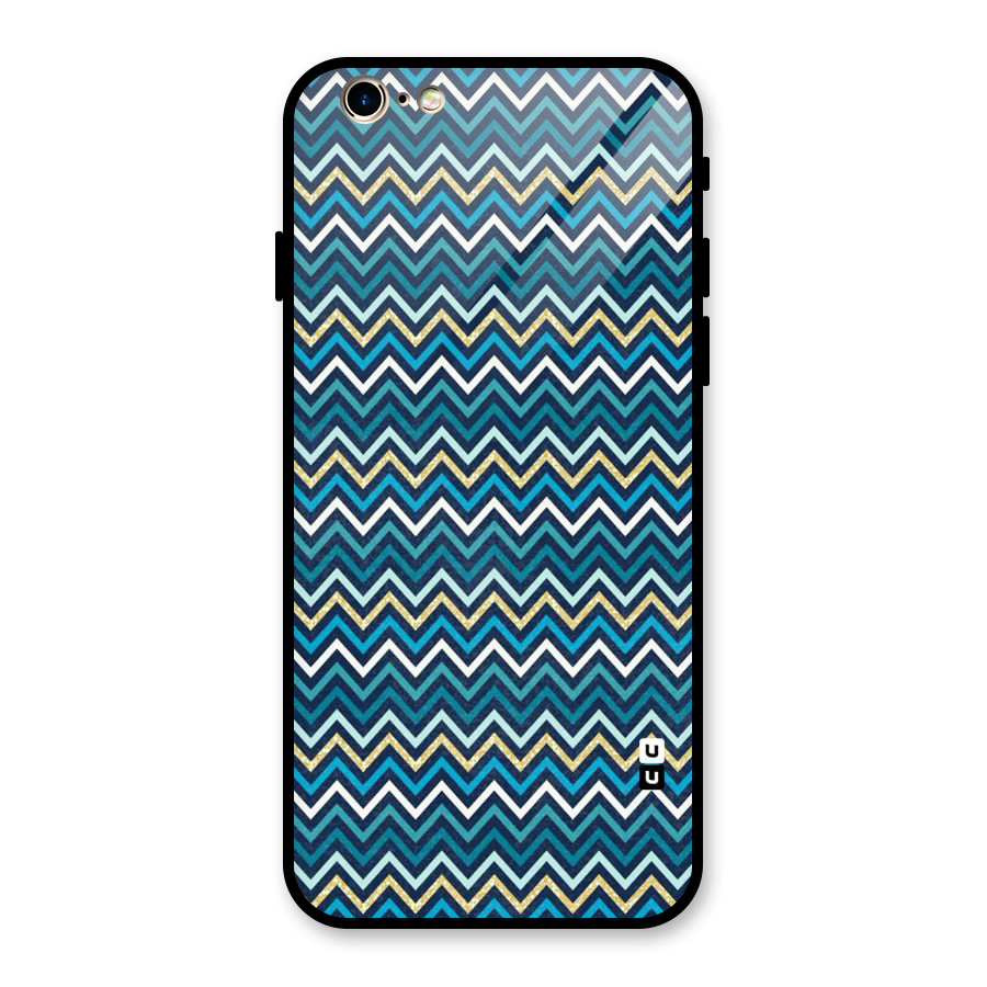 Blue Shades Chevron Pattern Glass Back Case for iPhone 6 6S