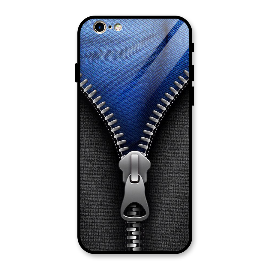 Blue Zipper Glass Back Case for iPhone 6 6S