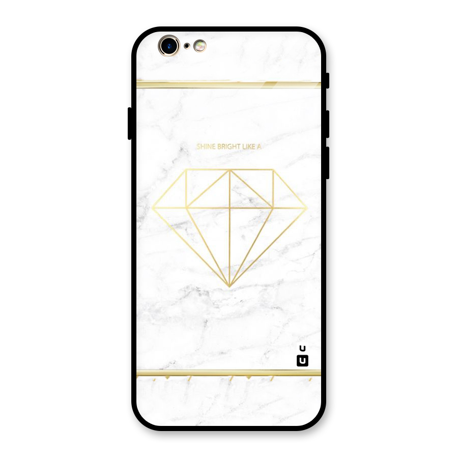 Bright Gold Diamond Glass Back Case for iPhone 6 6S