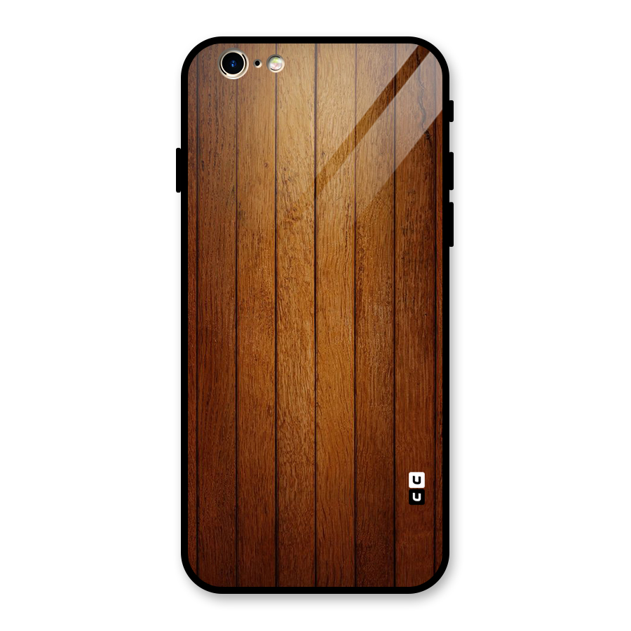 Brown Wood Design Glass Back Case for iPhone 6 6S