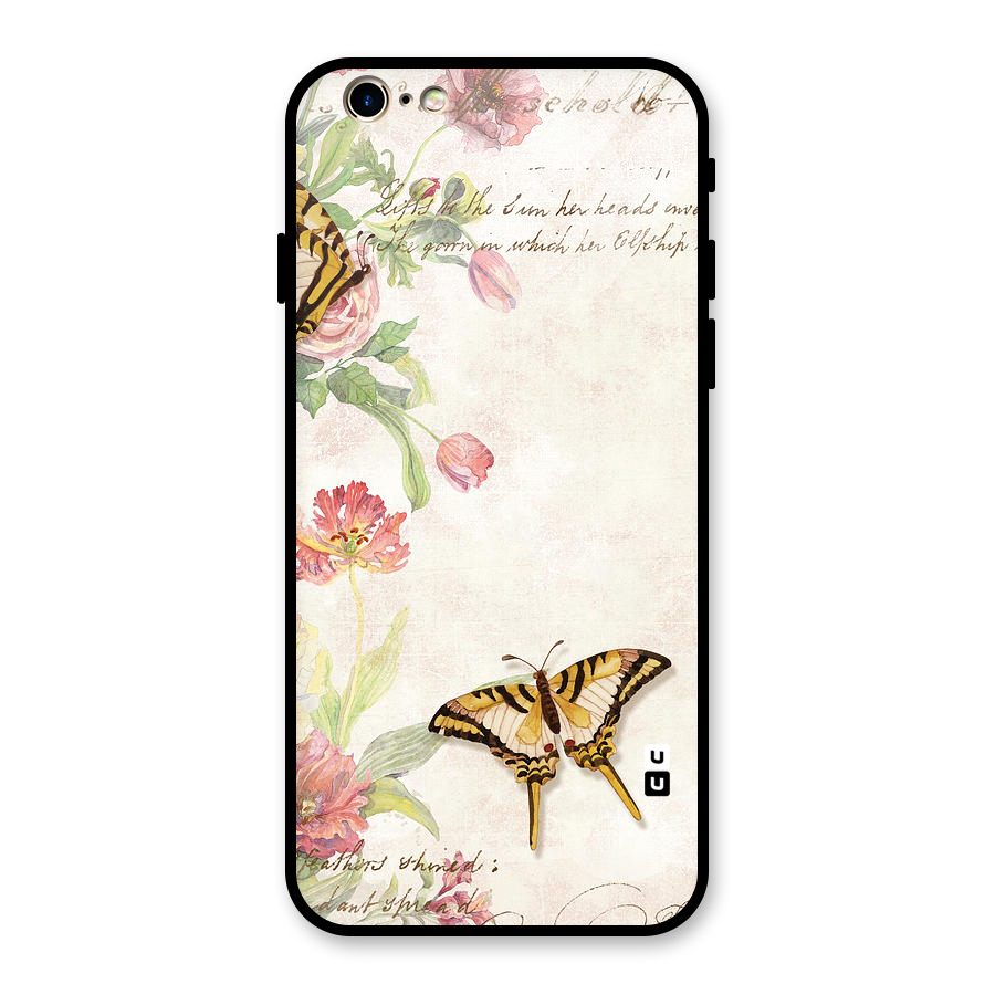 Butterfly Floral Glass Back Case for iPhone 6 6S