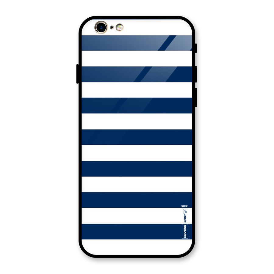 Classic Blue White Stripes Glass Back Case for iPhone 6 6S