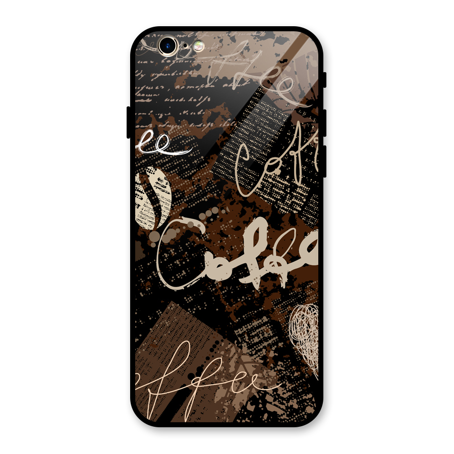 Coffee Scribbles Glass Back Case for iPhone 6 6S