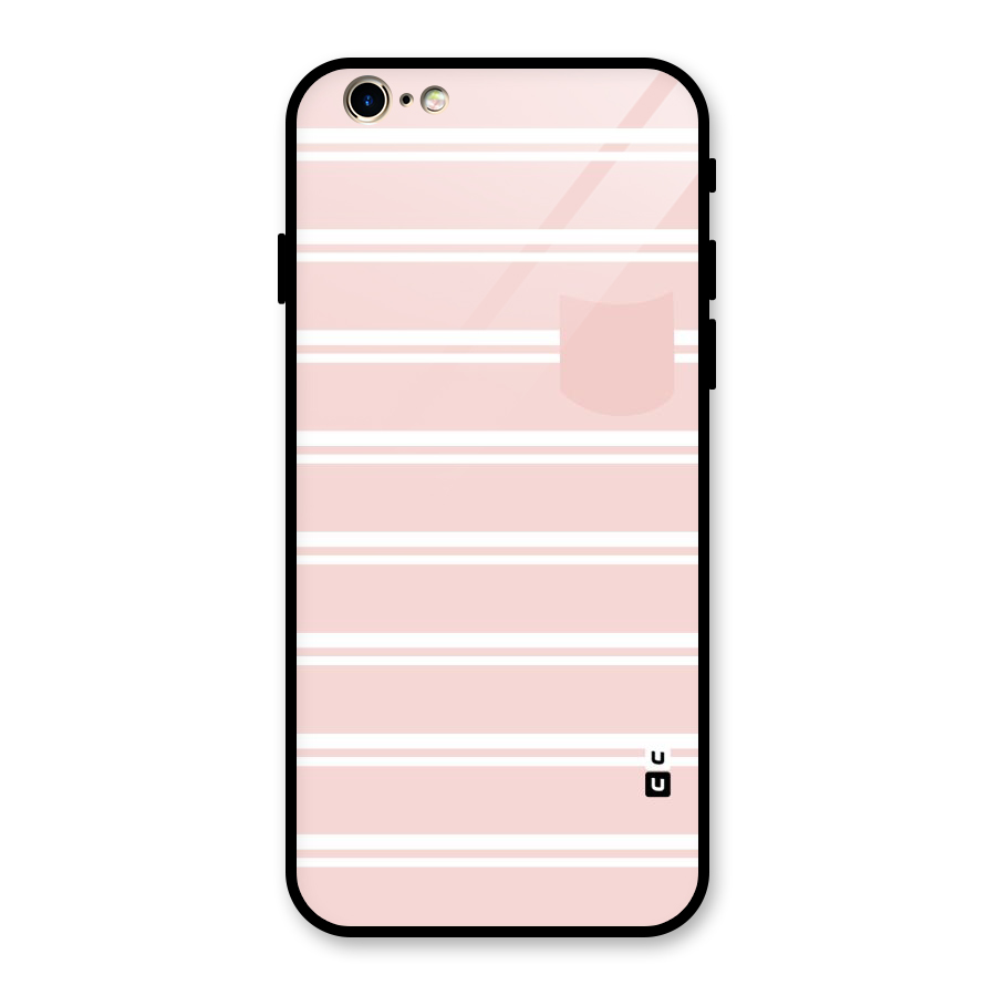 Cute Pocket Striped Glass Back Case for iPhone 6 6S