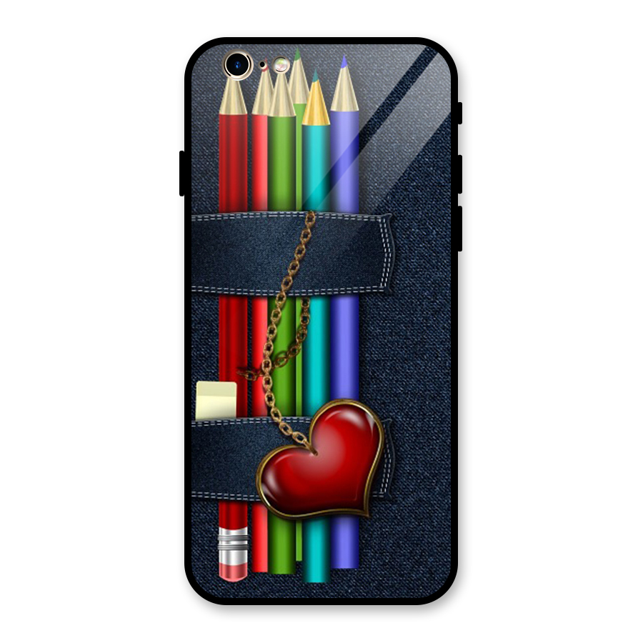 Denim Colorful Pencils Glass Back Case for iPhone 6 6S