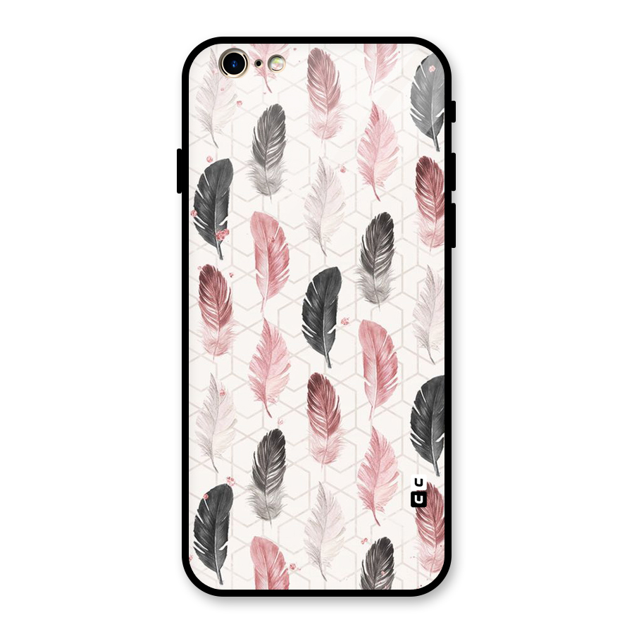 Feather Line Pattern Glass Back Case for iPhone 6 6S